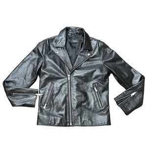 NWT  The Kooples Perfecto Black Leather Biker Moto Jacket Womens Men Size S‎
